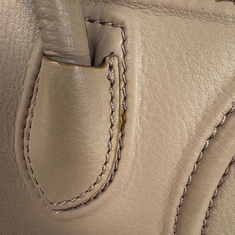 Celine Small Square Luggage Phantom Tote Leather Beige