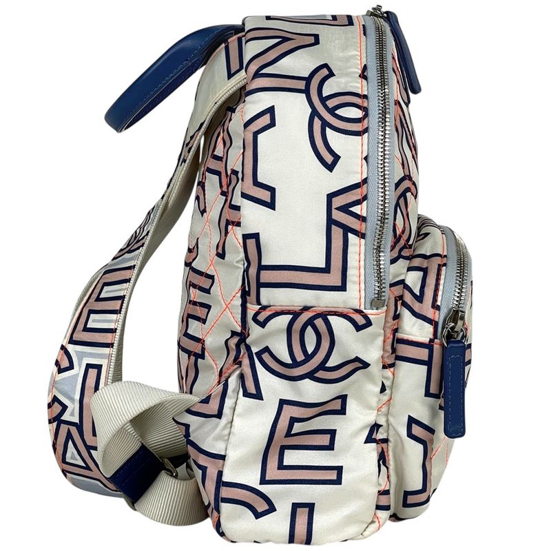 Chanel CC Logo Sac Quilted Neon Backpack Nylon Blue