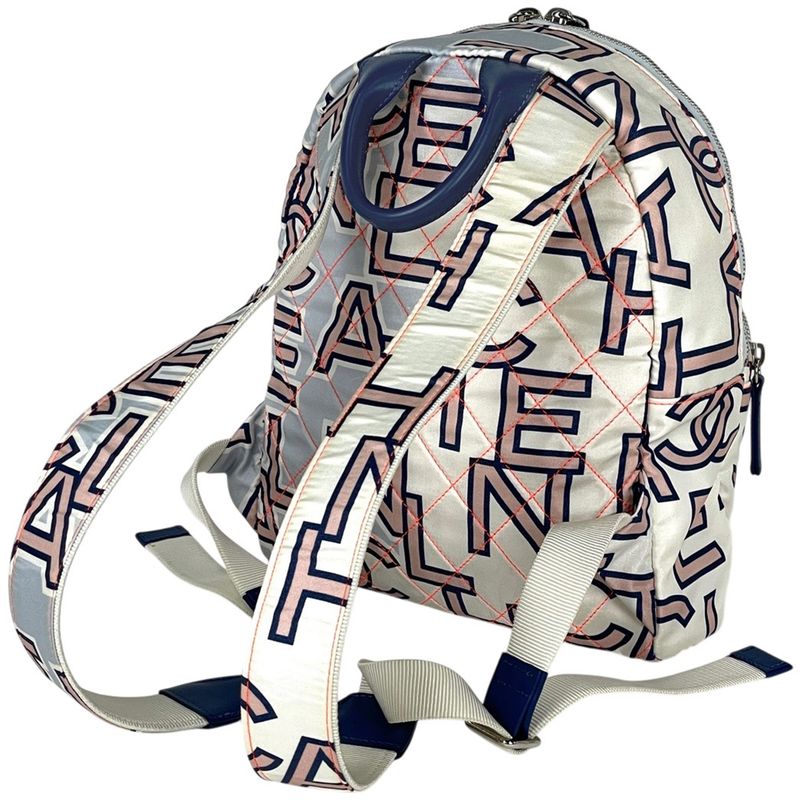 Chanel CC Logo Sac Quilted Neon Backpack Nylon Blue