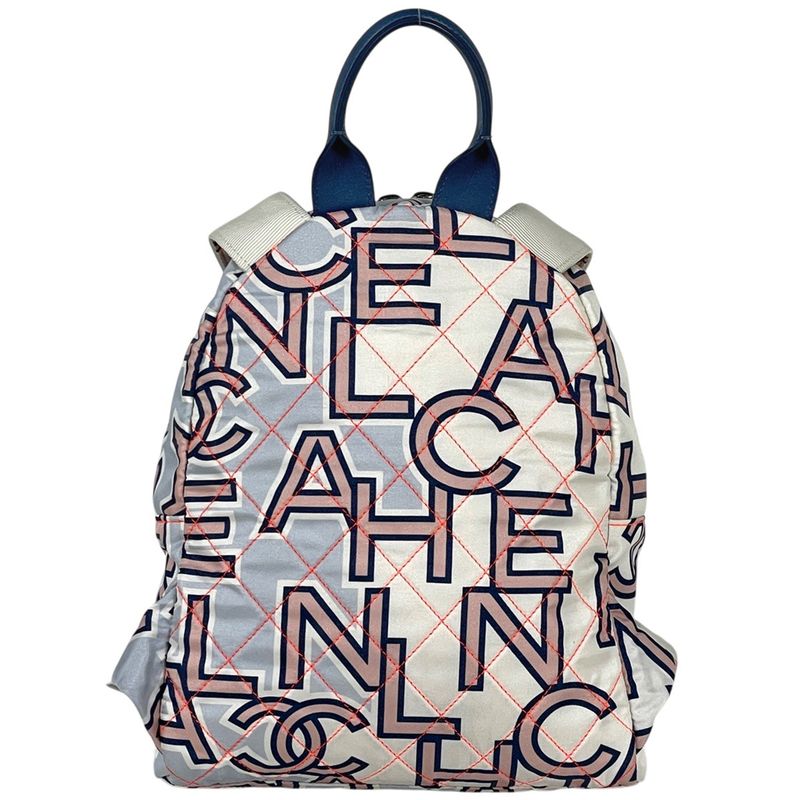 Chanel CC Logo Sac Quilted Neon Backpack Nylon Blue