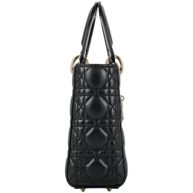 Dior Christian Cannage 2-Way Shoulder Bag Leather Black