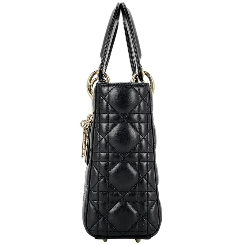 Dior Christian Cannage 2-Way Shoulder Bag Leather Black