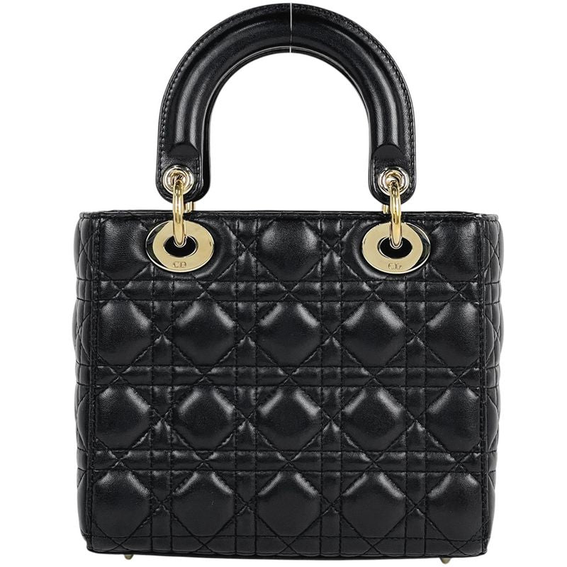 Dior Christian Cannage 2-Way Shoulder Bag Leather Black