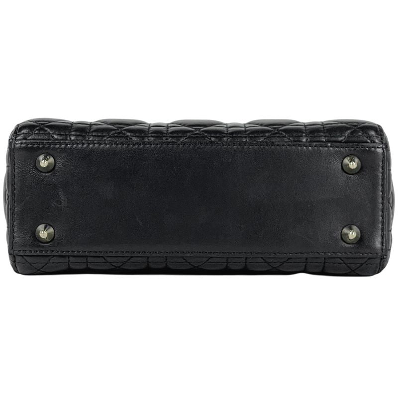 Dior Christian Cannage 2-Way Shoulder Bag Leather Black