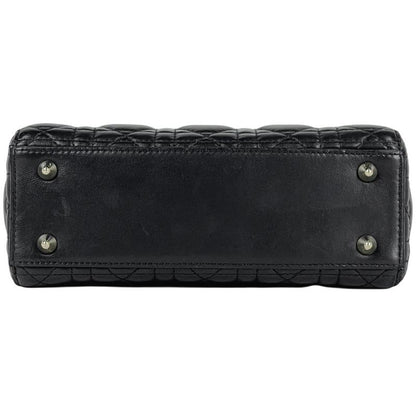 Dior Christian Cannage 2-Way Shoulder Bag Leather Black