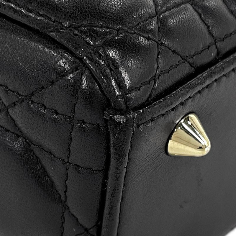 Dior Christian Cannage 2-Way Shoulder Bag Leather Black