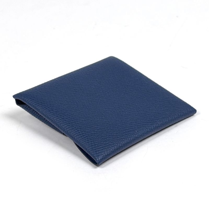 Hermes Bastia Coin Purse Leather Blue