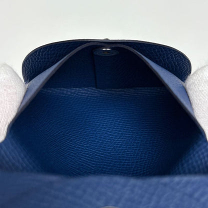 Hermes Bastia Coin Purse Leather Blue
