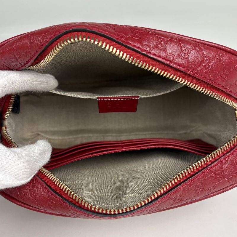 Gucci Micro Guccissima Shoulder Bag GG Pattern Leather Red