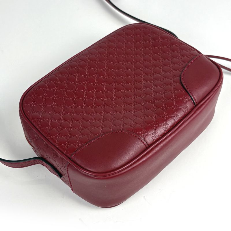 Gucci Micro Guccissima Shoulder Bag GG Pattern Leather Red
