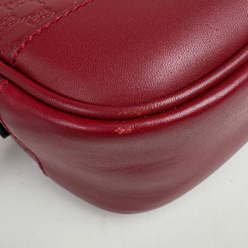 Gucci Micro Guccissima Shoulder Bag GG Pattern Leather Red
