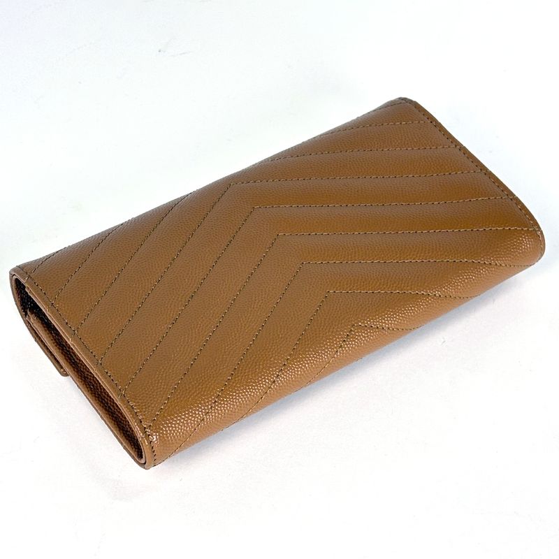 Saint Laurent Logo Bifold Long Wallet Billfold Coin Purse Leather