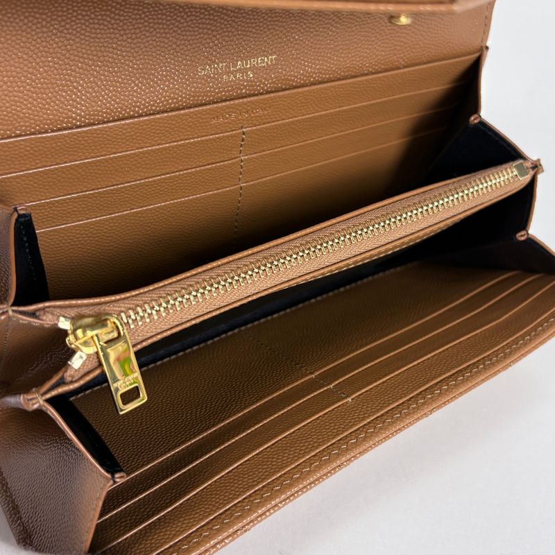Saint Laurent Logo Bifold Long Wallet Billfold Coin Purse Leather