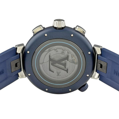 Louis Vuitton Tambour Automatic Street Diver Skyline Blue Watch SS Rubber