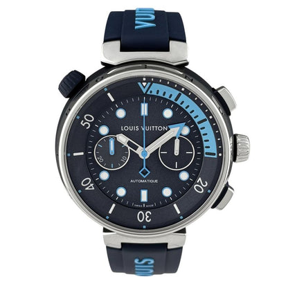 Louis Vuitton Tambour Automatic Street Diver Skyline Blue Watch SS Rubber