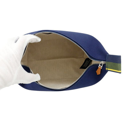 Hermes Pouch Bric-a-Brac PM Pavillon Marine Silver Canvas