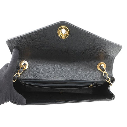 Chanel Chain Shoulder Bag Chevron Stitch Deca CC Logo Caviar Leather