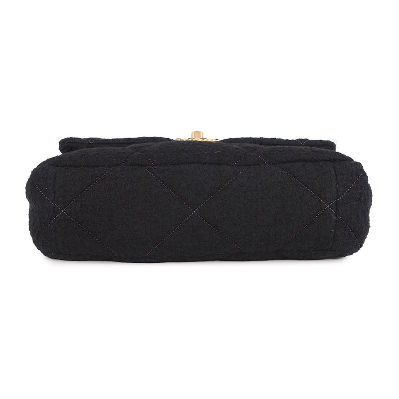 Chanel Chain Shoulder Bag Quilted CC Logo Tweed 2-Way Black Purple