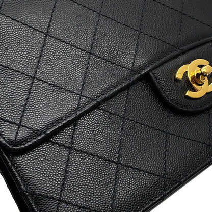 Chanel Chain Shoulder Bag Quilted CC Logo Single Flap Caviar Leather