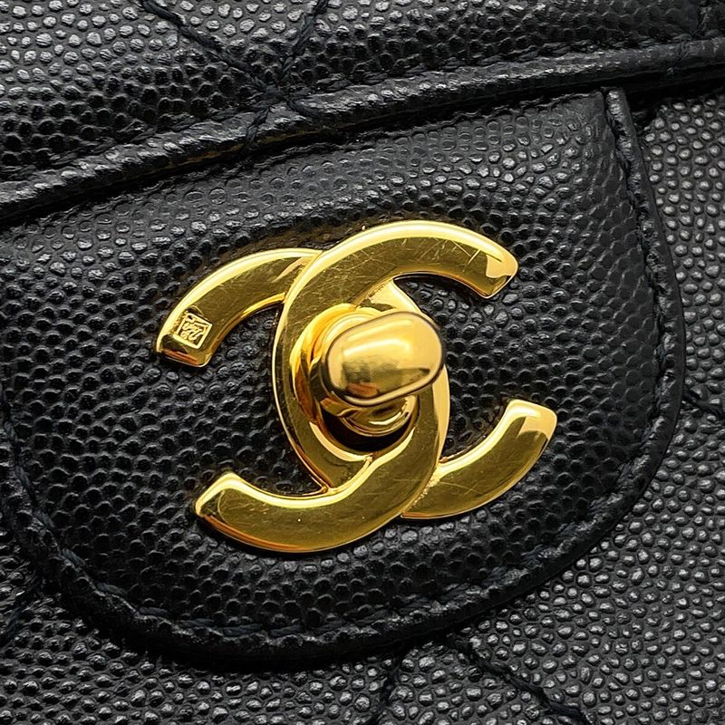 Chanel Chain Shoulder Bag Quilted CC Logo Single Flap Caviar Leather