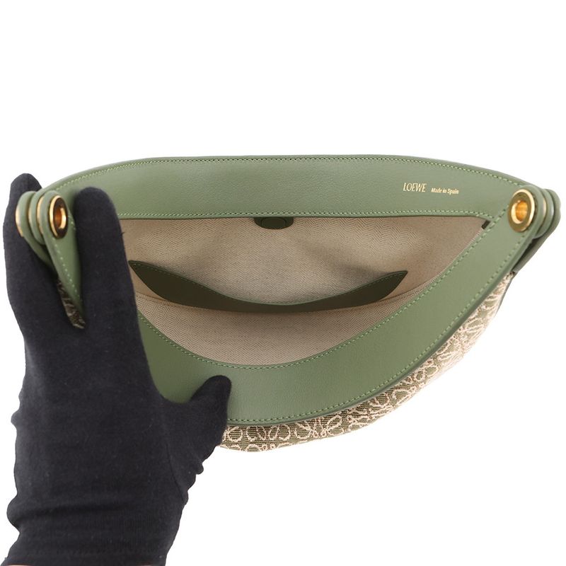 Loewe Shoulder Bag Luna Jacquard Leather Avocado Green