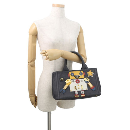Prada Tote Canapa Robot Canvas 2-Way Navy - Multicolor