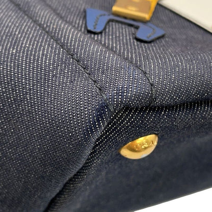 Prada Tote Canapa Robot Canvas 2-Way Navy - Multicolor