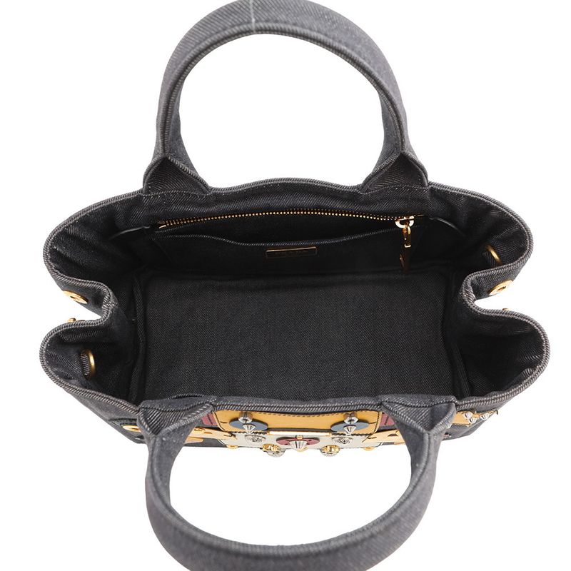 Prada Tote Canapa Robot Canvas 2-Way Navy - Multicolor