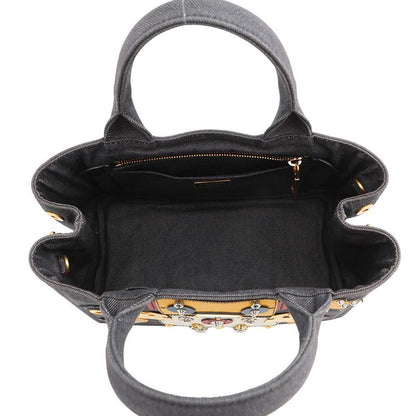 Prada Tote Canapa Robot Canvas 2-Way Navy - Multicolor