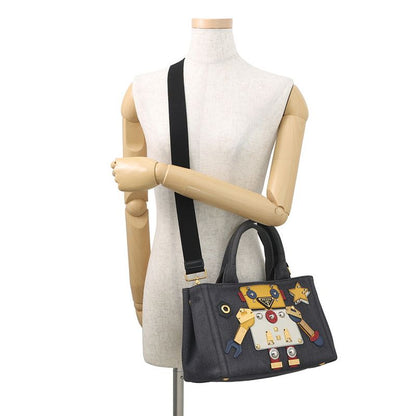 Prada Tote Canapa Robot Canvas 2-Way Navy - Multicolor