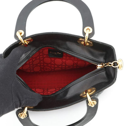 Dior Handbag Lady Dior Cannage Leather 2-Way Black