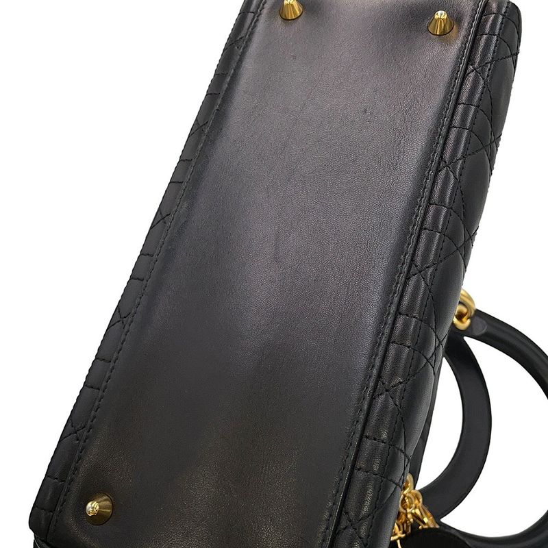 Dior Handbag Lady Dior Cannage Leather 2-Way Black