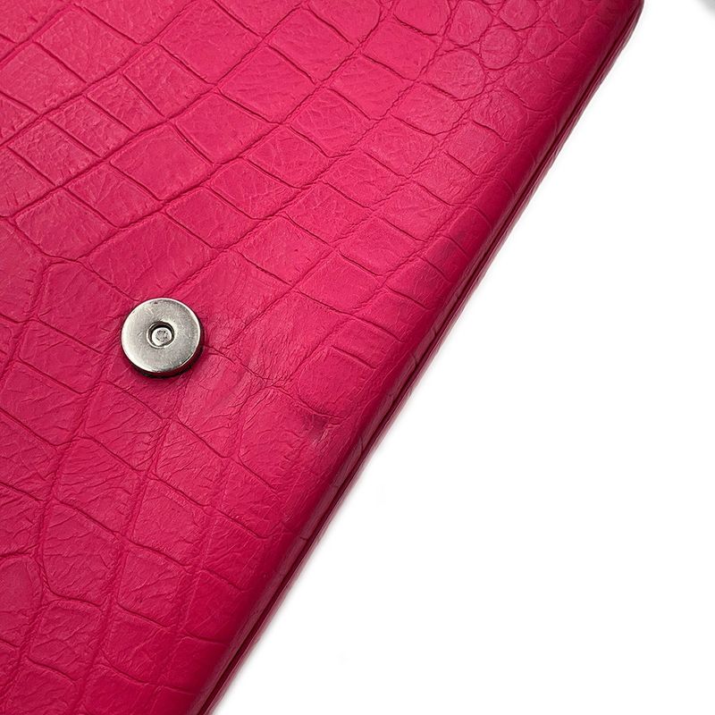 Saint Laurent Paris Chain Shoulder Bag Kate Croco Embossed Leather