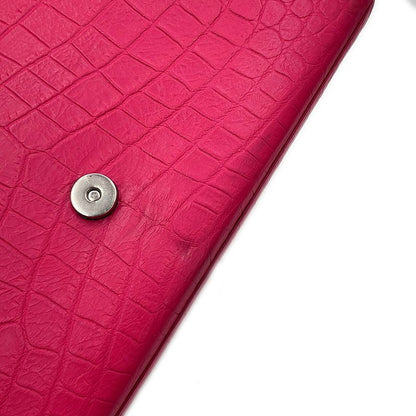 Saint Laurent Paris Chain Shoulder Bag Kate Croco Embossed Leather