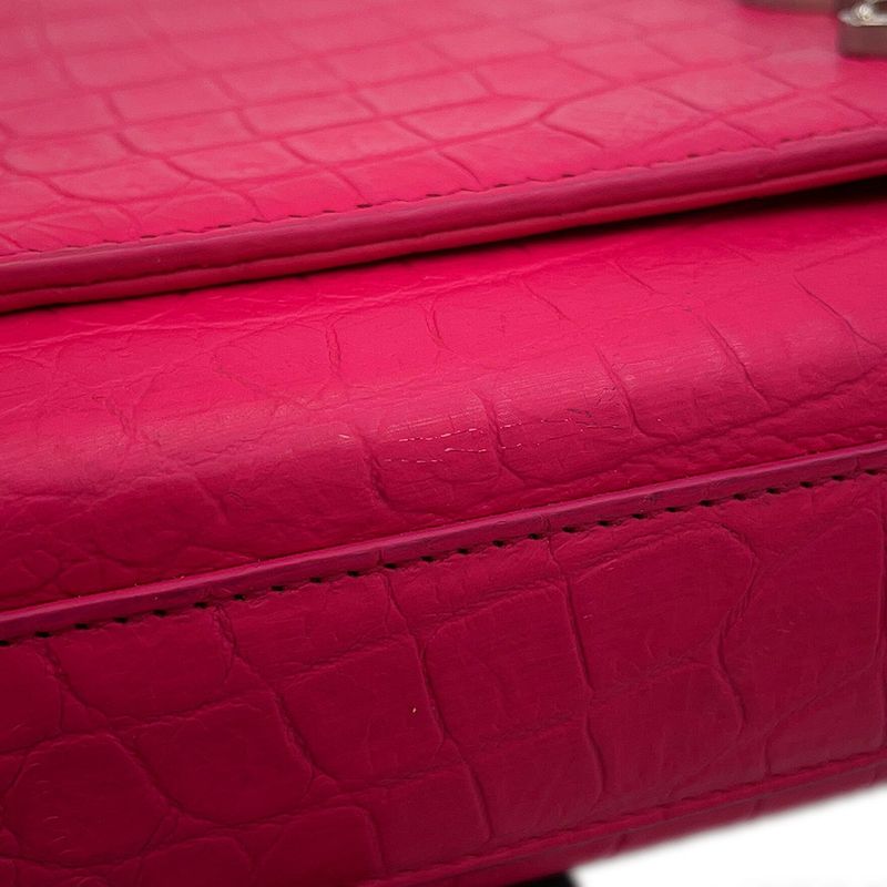 Saint Laurent Paris Chain Shoulder Bag Kate Croco Embossed Leather