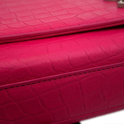 Saint Laurent Paris Chain Shoulder Bag Kate Croco Embossed Leather