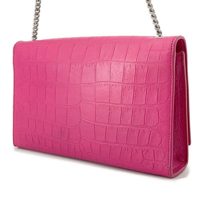Saint Laurent Paris Chain Shoulder Bag Kate Croco Embossed Leather
