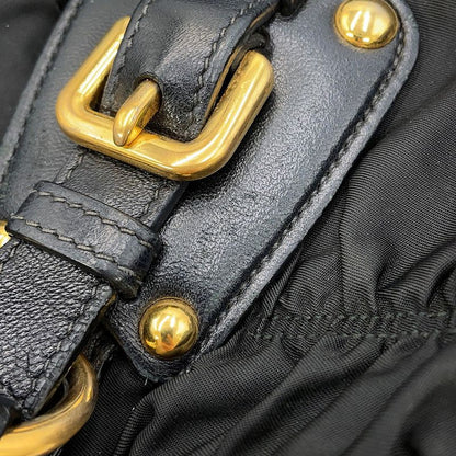 Prada Tote Gathered Nylon 2-Way Black