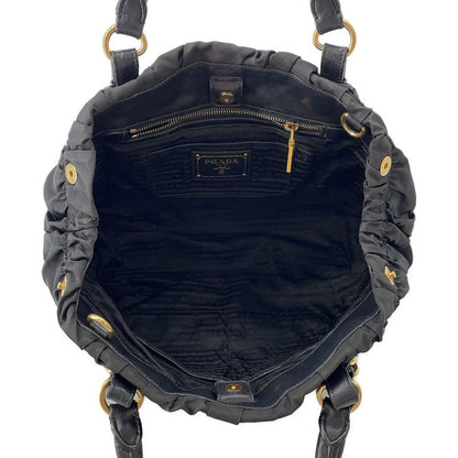 Prada Tote Gathered Nylon 2-Way Black