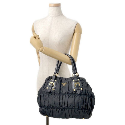 Prada Tote Gathered Nylon 2-Way Black