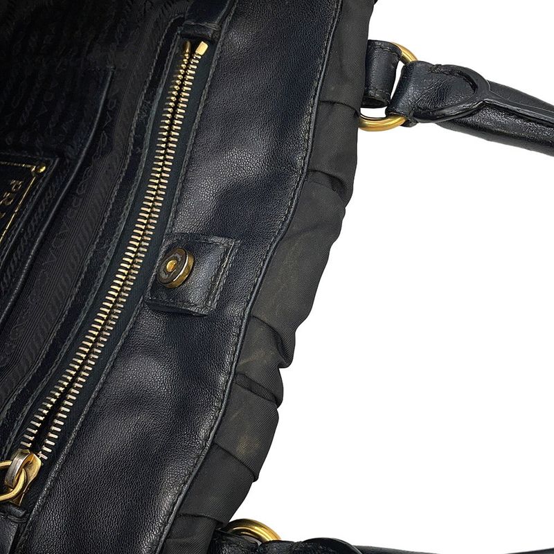 Prada Tote Gathered Nylon 2-Way Black