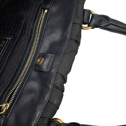 Prada Tote Gathered Nylon 2-Way Black