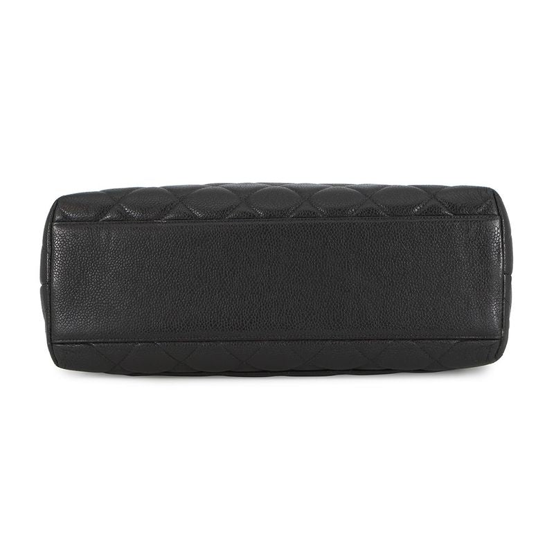 Chanel Handbag Quilted CC Logo Top Handle Caviar Leather Bag