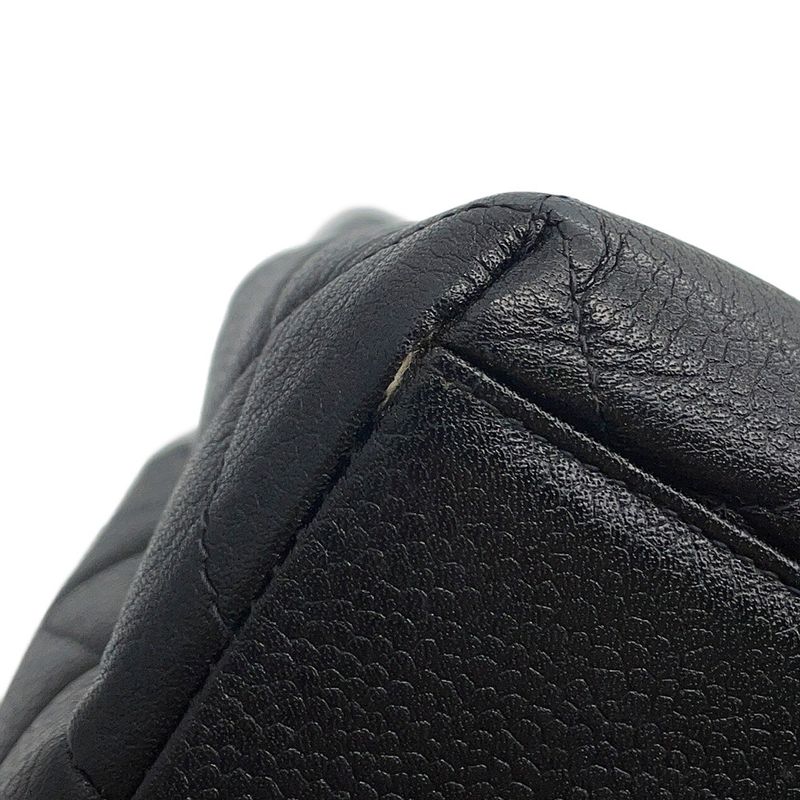 Chanel Handbag Quilted CC Logo Top Handle Caviar Leather Bag