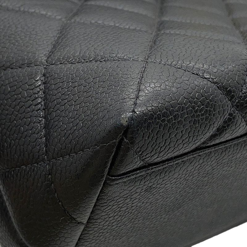 Chanel Handbag Quilted CC Logo Top Handle Caviar Leather Bag