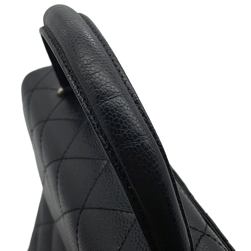 Chanel Handbag Quilted CC Logo Top Handle Caviar Leather Bag