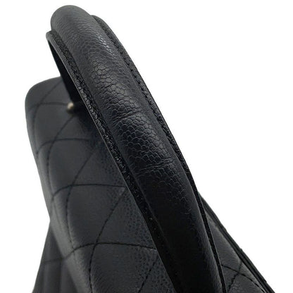 Chanel Handbag Quilted CC Logo Top Handle Caviar Leather Bag