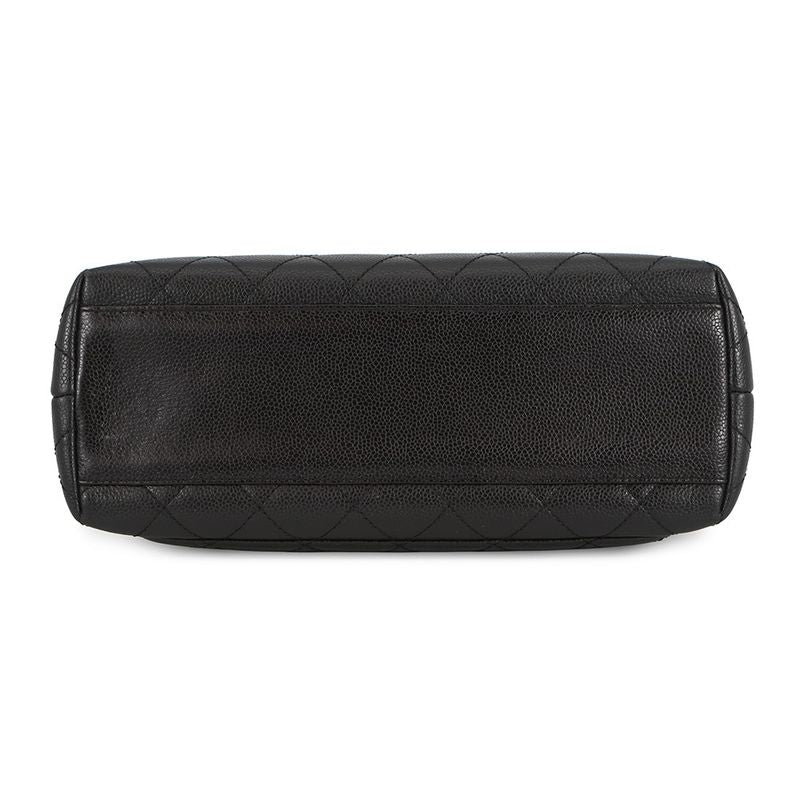 Chanel Handbag Quilted CC Logo Top Handle Caviar Leather Bag