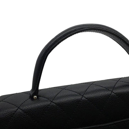 Chanel Handbag Quilted CC Logo Top Handle Caviar Leather Bag