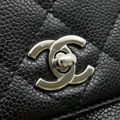 Chanel Handbag Quilted CC Logo Top Handle Caviar Leather Bag